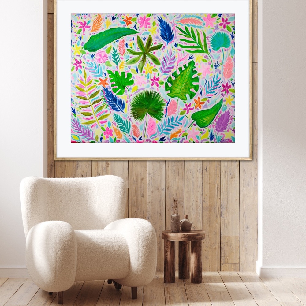 Palm Passion Tropical Plants Art Print Oil Painting botanical beach island decor - Picture 8 of 11